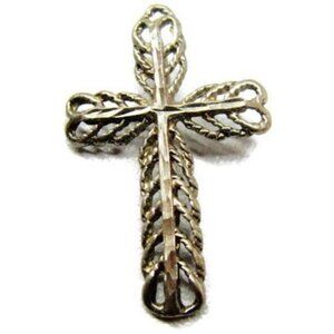 Vintage Filigree Cross Pendant Sterling Silver 925 For Necklace